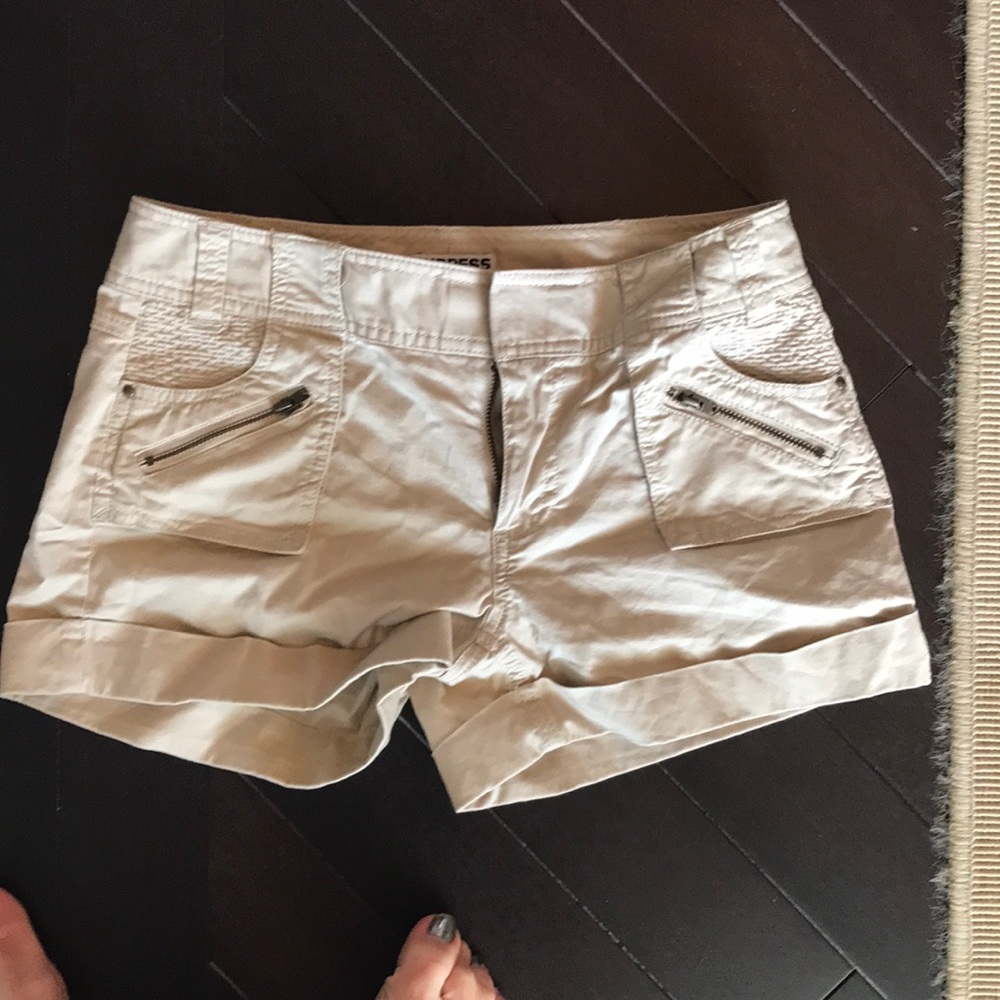 Express tan cuffed shorts. Size 0